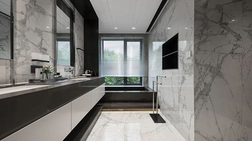 金屬線條與前板吊頂相結(jié)合，詮釋高級(jí)沉穩(wěn)的空間氛圍